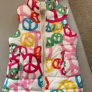 Old Navy white with multi colored peace signs